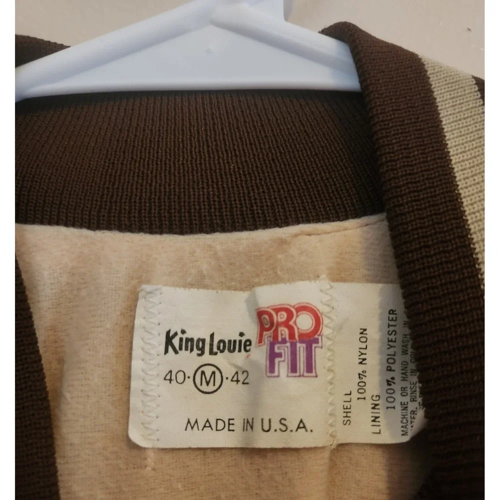 Vintage Satin Bomber Jacket Gold Lodge #645 King Louie Size Medium 40/42‎